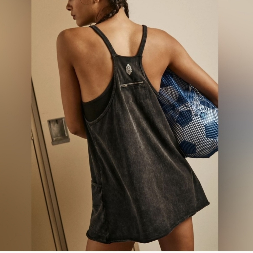 FREE PEOPLE Hot Shot Mini Dress Built In Shorts in Black NEW! - Picture 4 of 7